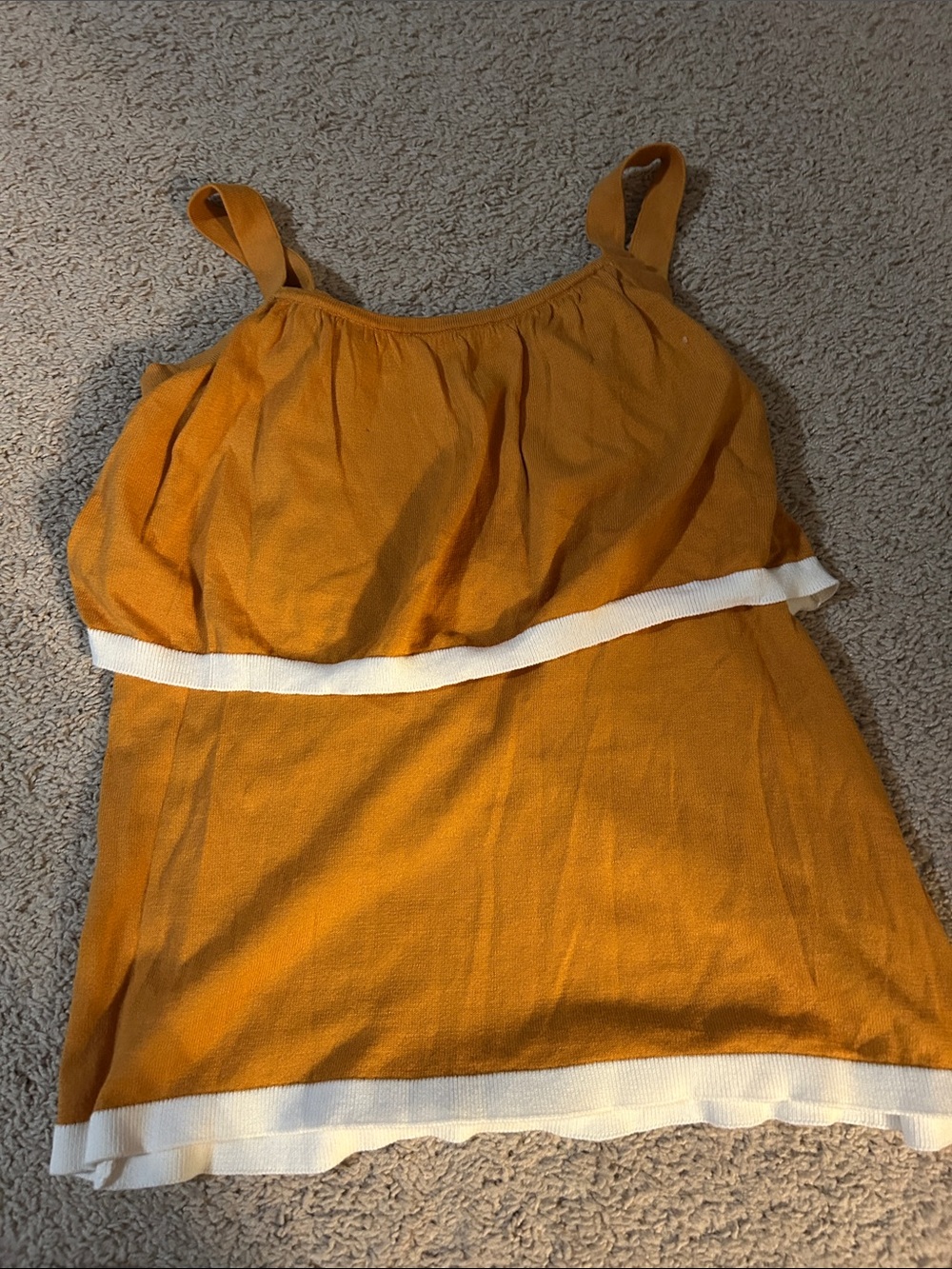Ann Taylor Mustard Yellow Tank with White Trim